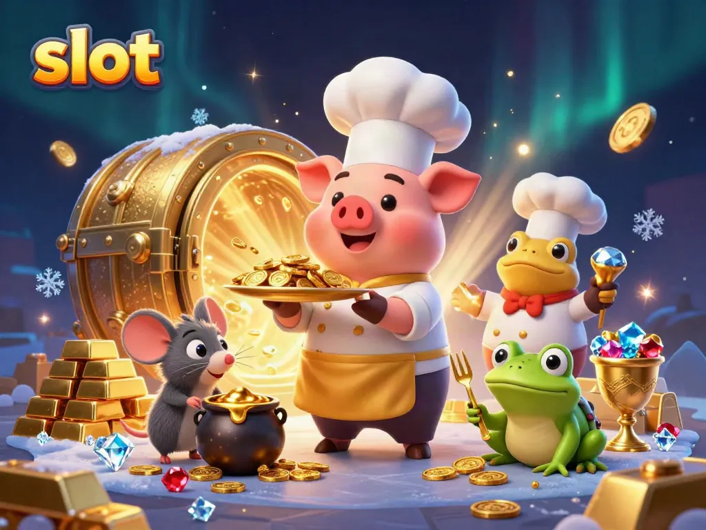 Spin the slots with dazzling jackpots and treasures in this engaging casino scene.