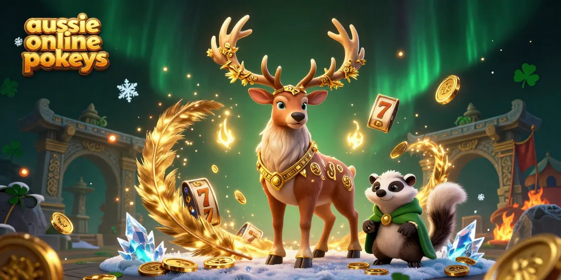 Experience winning strategies with aussie online pokies in this vibrant casino-themed illustration.