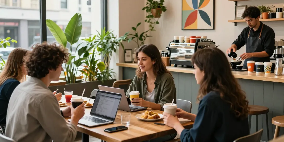 Social gathering at a cozy café showcasing the lively atmosphere of rokok88.