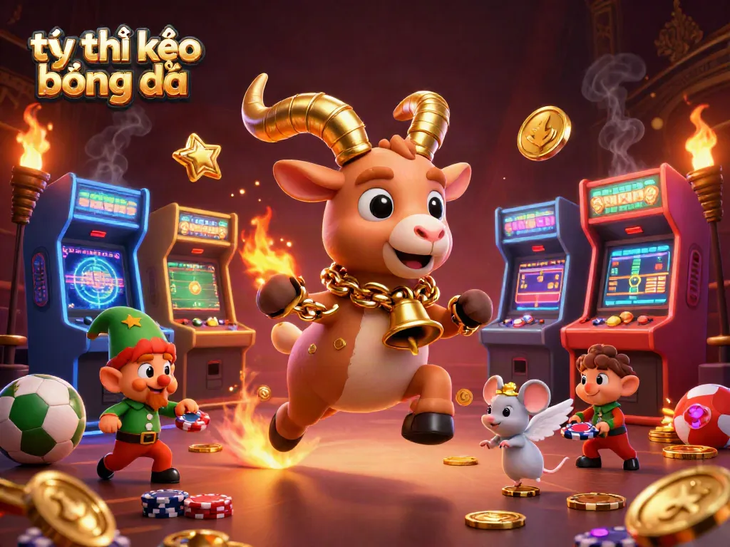 Betting strategies highlighted in a lively casino scene filled with vibrant characters and elements, showcasing tỷ lệ kèo bóng đá.