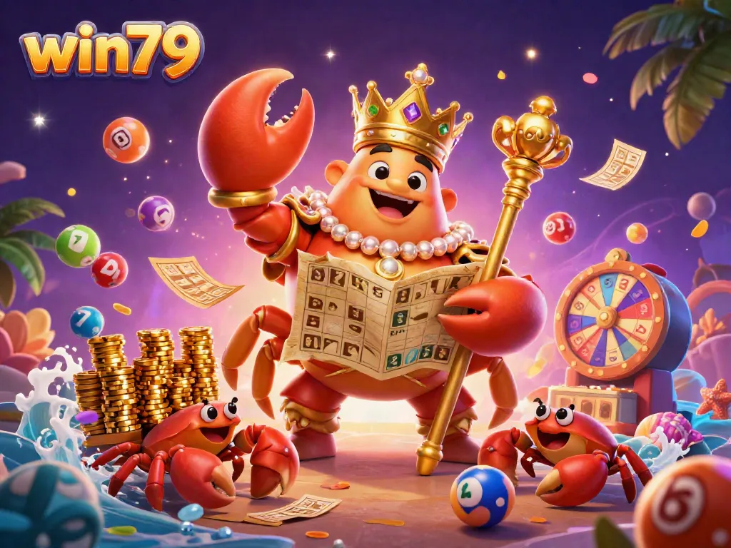 Experience thrilling wins with win79 in a vibrant, energetic casino scene featuring a golden crab emperor.