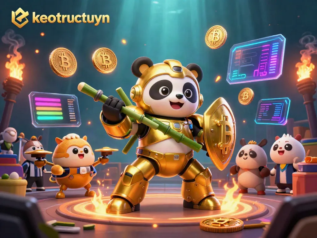 Experience the thrill of betting with keotructuyen's dynamic 3D panda and robot showdown.